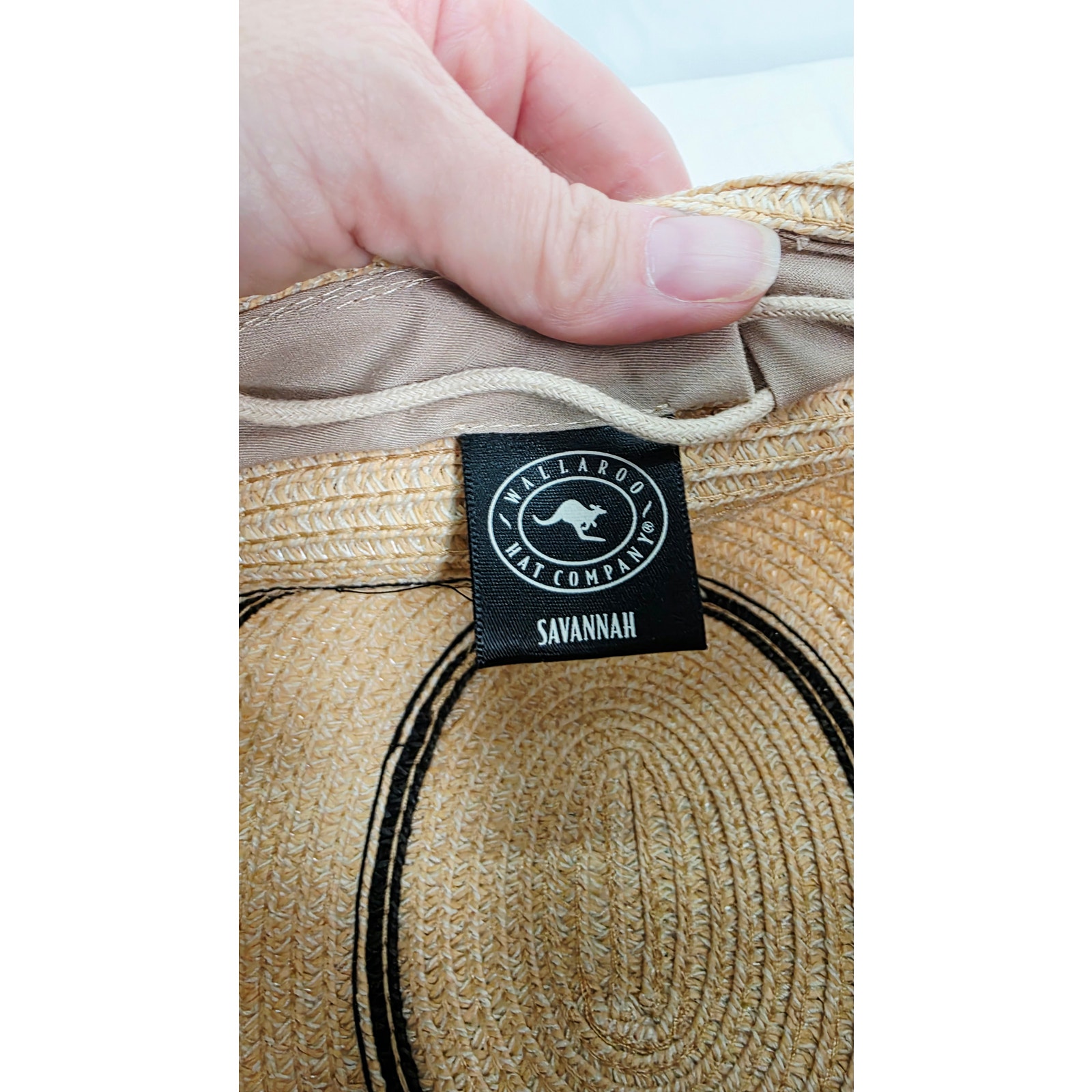 Wallaroo Savannah Wide Brim Sun Hat Beige Black Stripe Paper Braid Packable — image 8 of 8